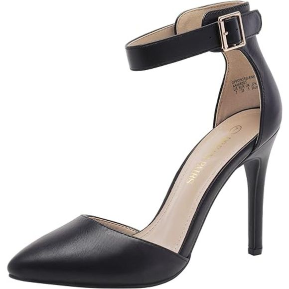 Women's Pointed Toe Ankle Strap D'OrsayBlack High Heel Stiletto Pumps Shoes